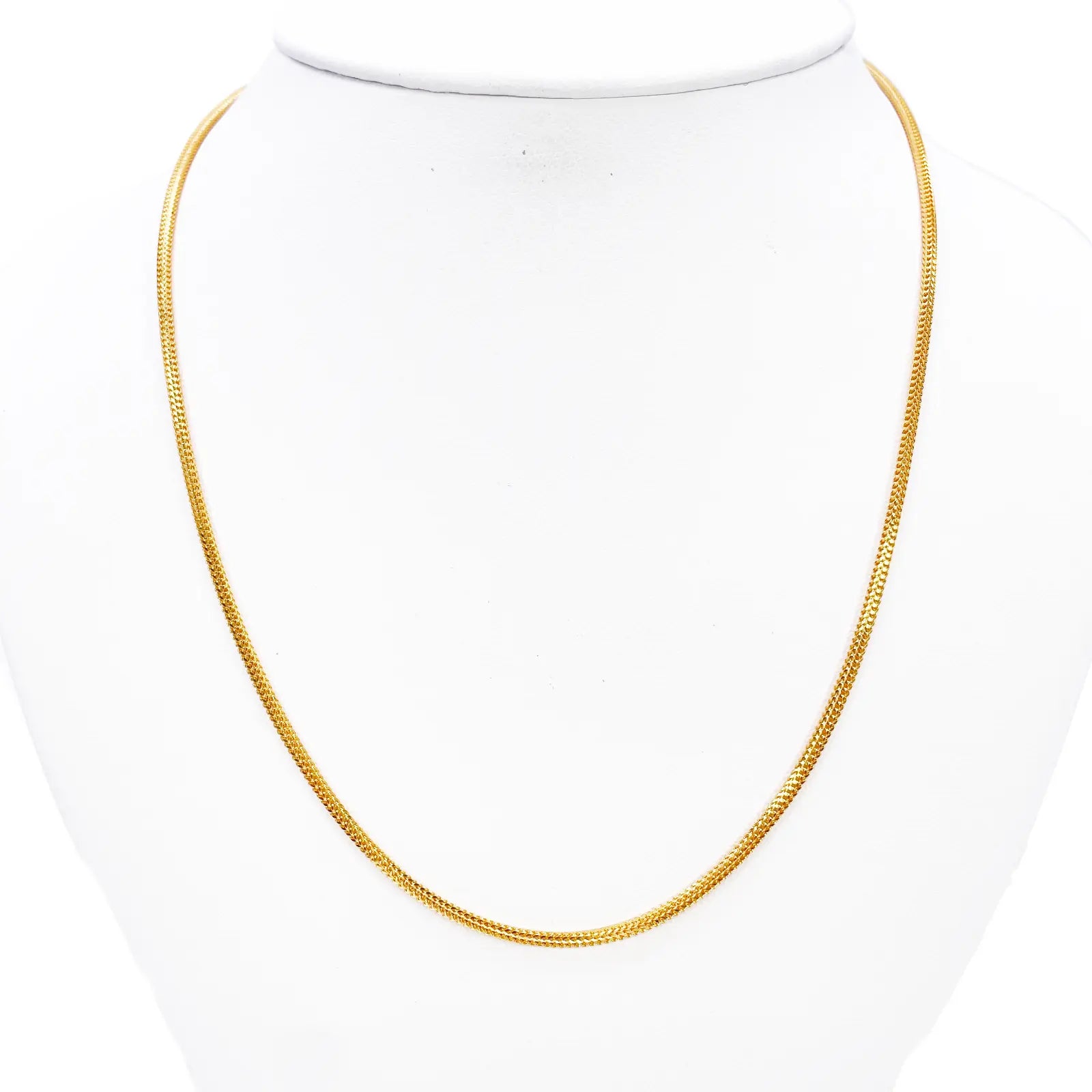 22ct Yellow Gold Foxtail Dragon Chain Necklace 18 Inches 2mm Width 