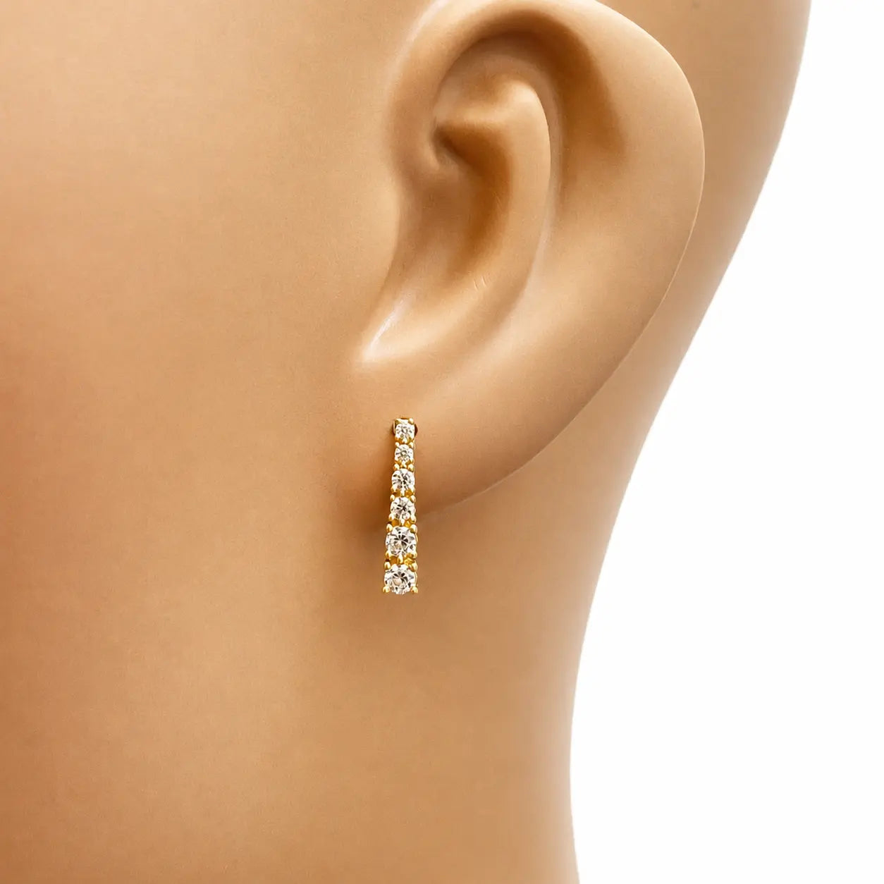 22ct Yellow Gold Graduated Cubic Zirconia Hoop Earrings  Gold Earrings