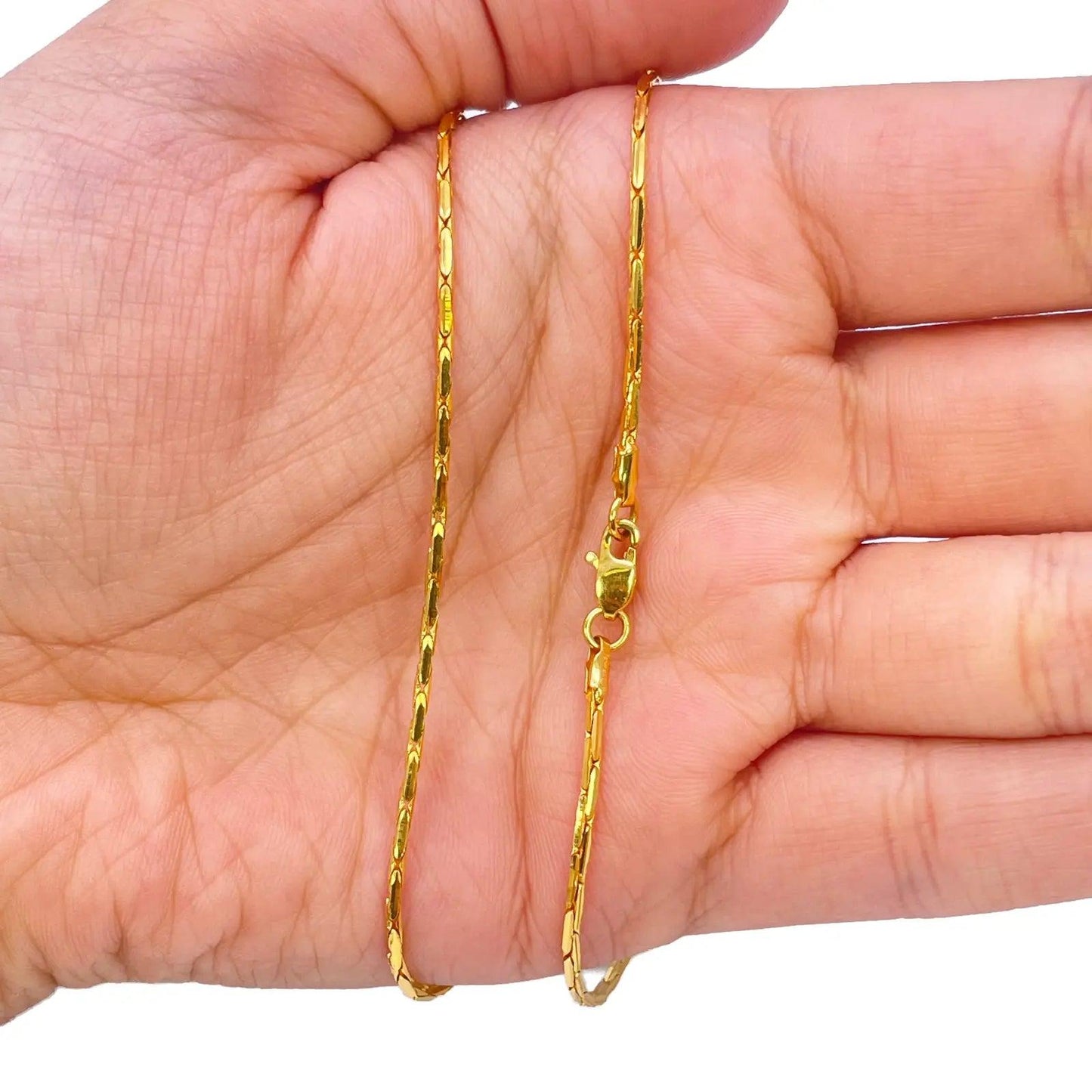 22ct Yellow Gold High Polished Bar Link Chain Necklace 18 inches 1.4mm Width  Chains