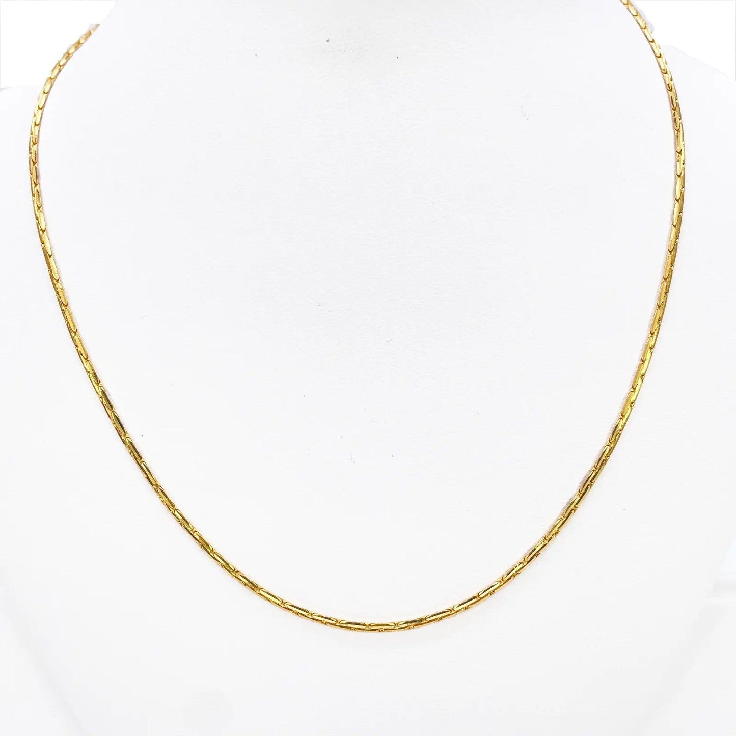 22ct Yellow Gold High Polished Bar Link Chain Necklace 18 inches 1.4mm Width  Chains