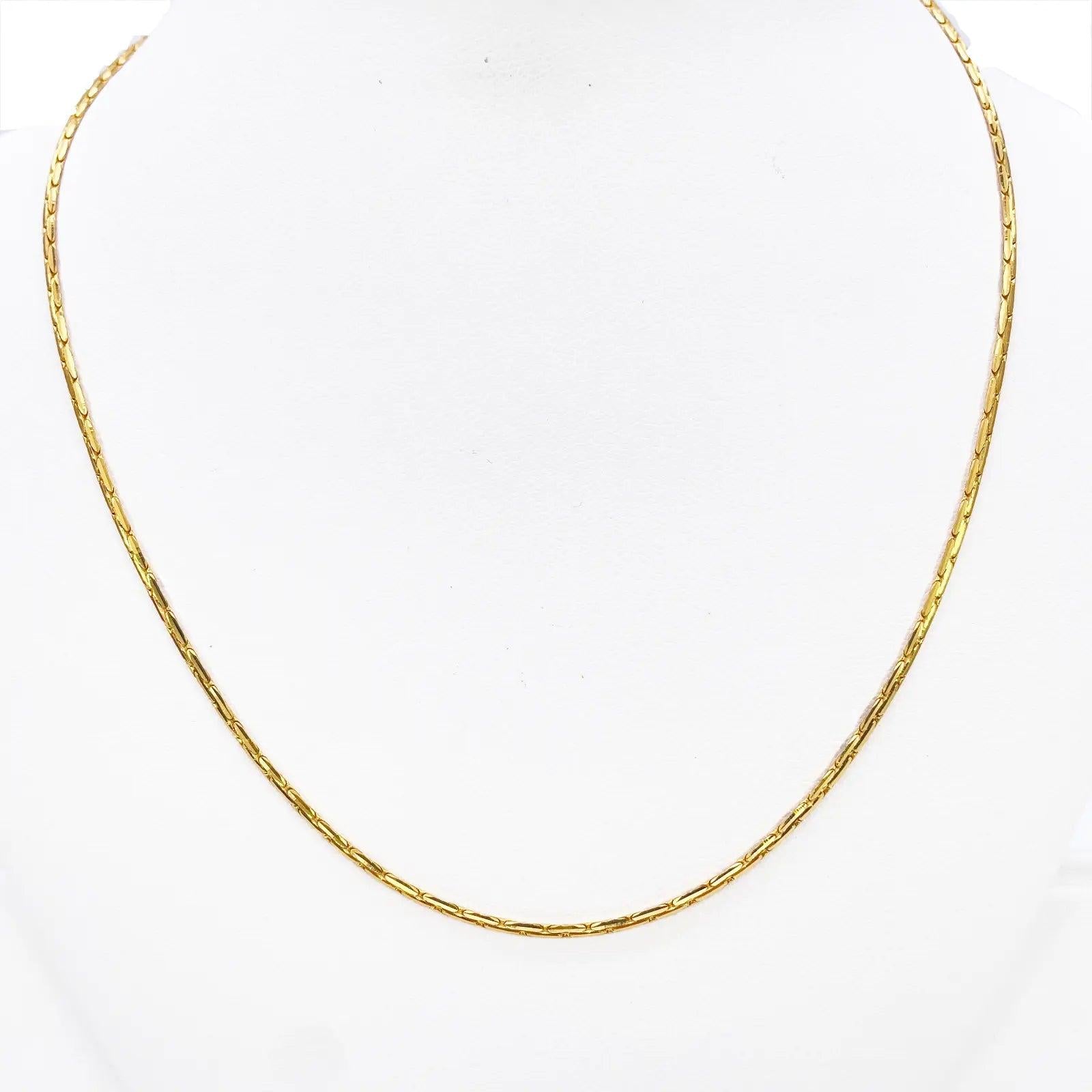 22ct Yellow Gold High Polished Bar Link Chain Necklace 18 inches 1.4mm Width  Chains