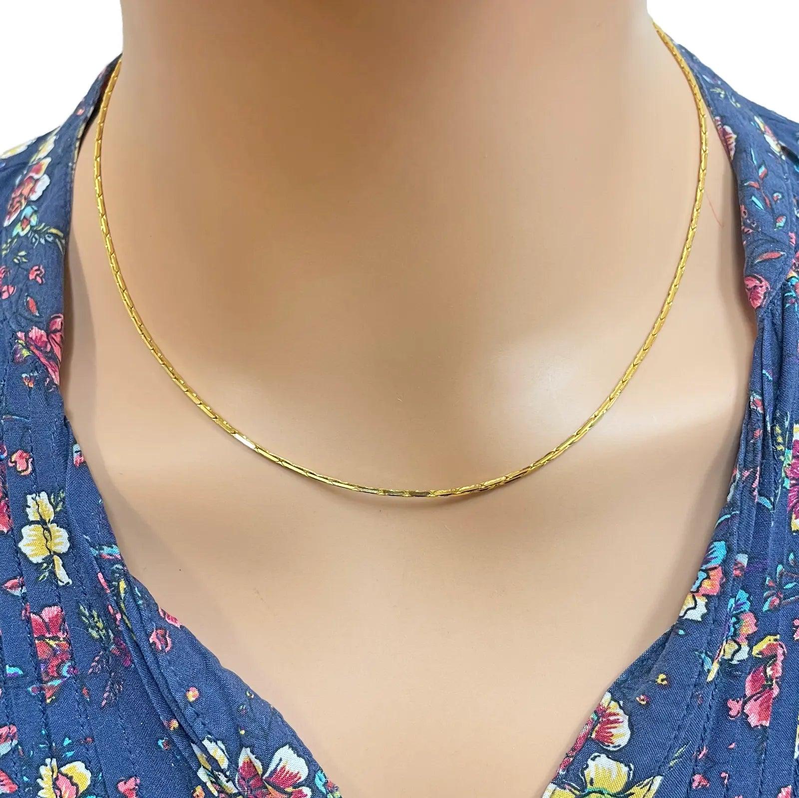 22ct Yellow Gold High Polished Bar Link Chain Necklace 18 inches 1.4mm Width  Chains