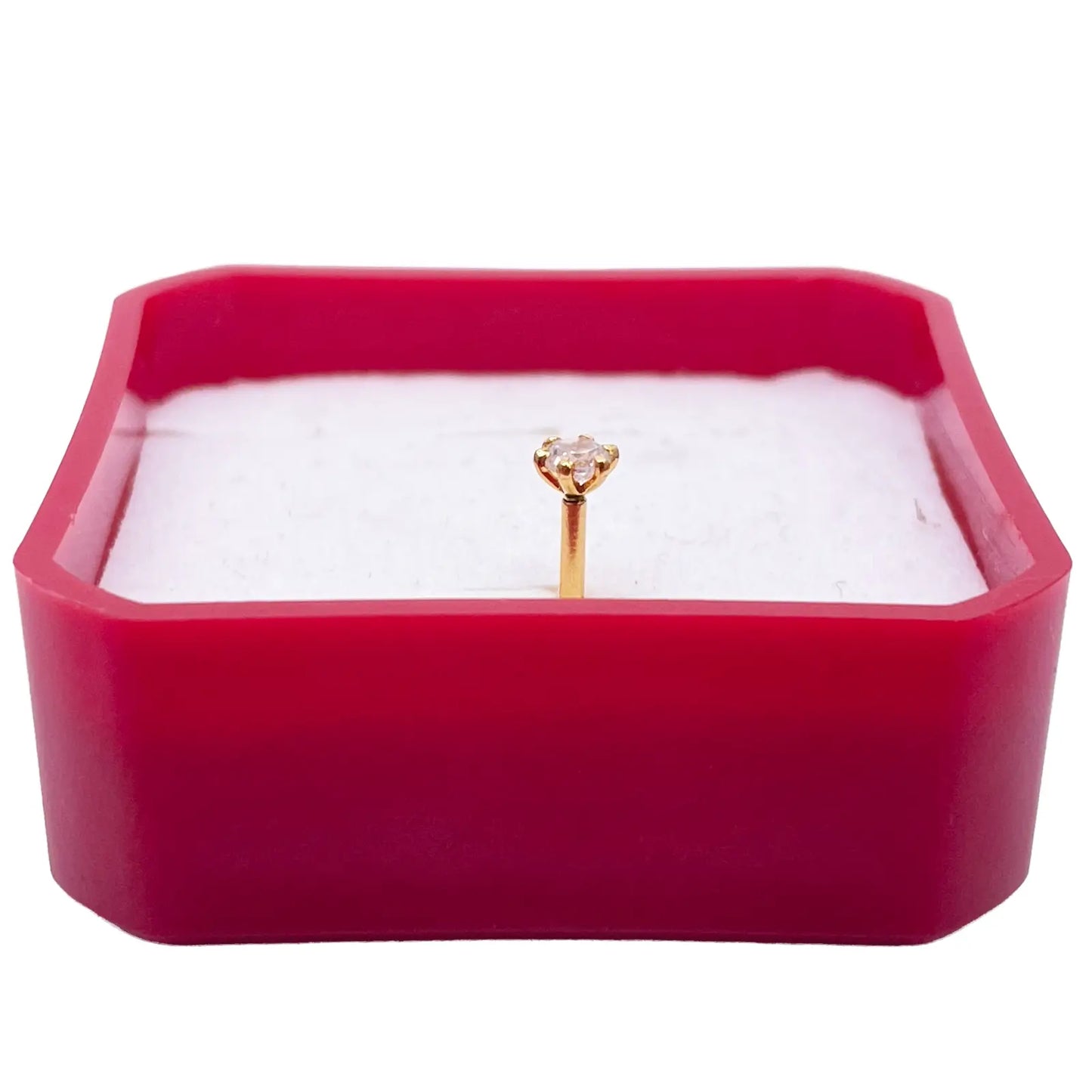 22ct Yellow Gold Six Claw Prong Cubic Zirconia Nose Stud/Pin 3mm Length 