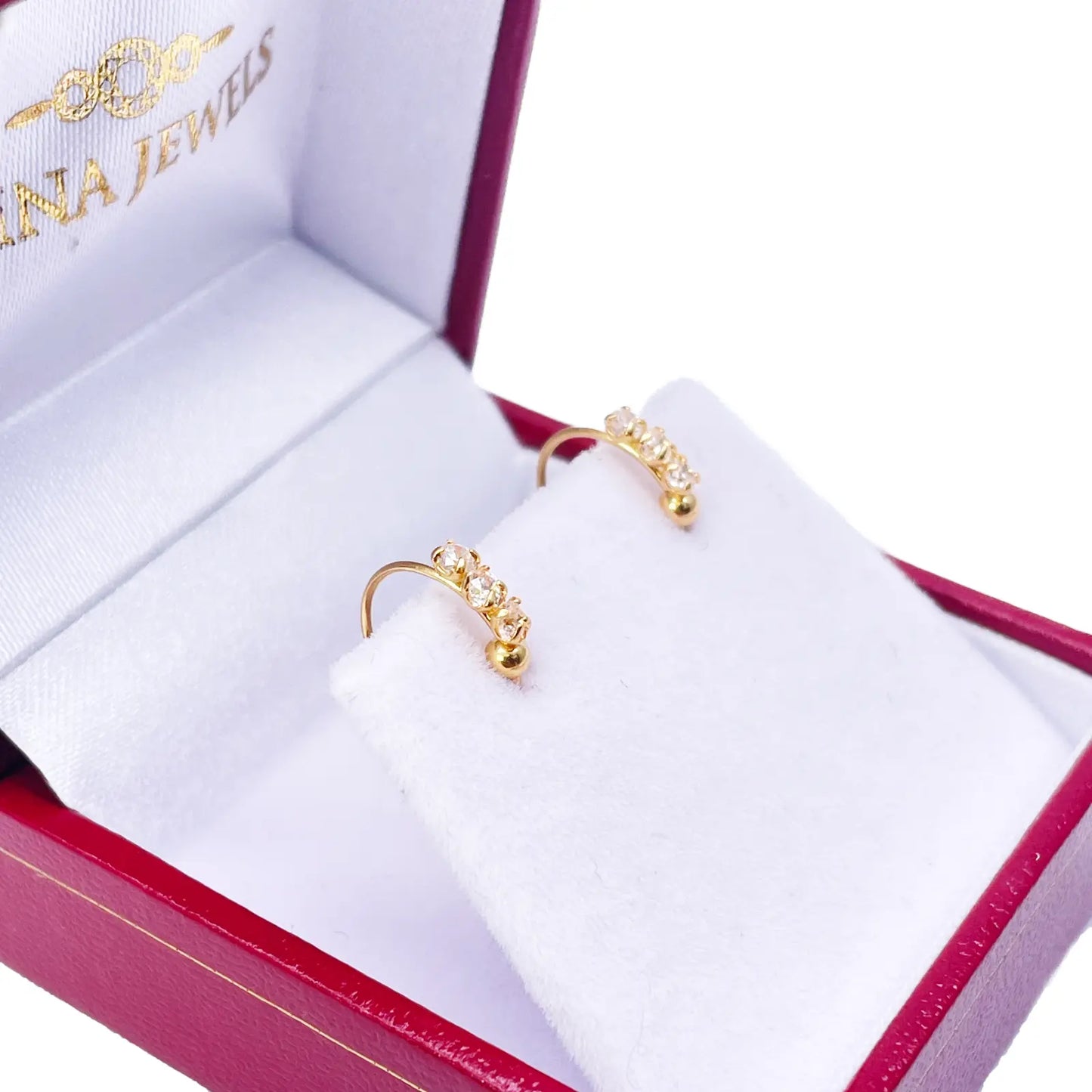 22ct Yellow Gold Tiny Sparkly Hoop Huggie Children's Earrings 8.4mm Diameter  Diamond Bracelets