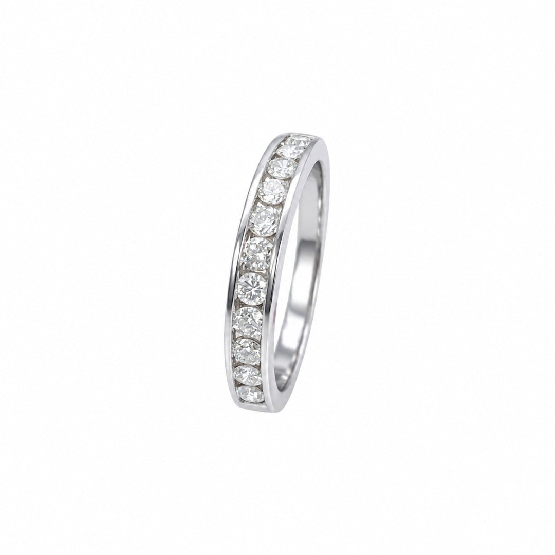 18ct White Gold Natural Diamond Channel Set Half Eternity Ring 0.50ct