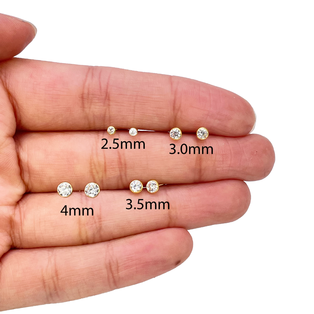 22ct Yellow Gold Round Bezel Children's Stud Earrings 2.5-4.5mm