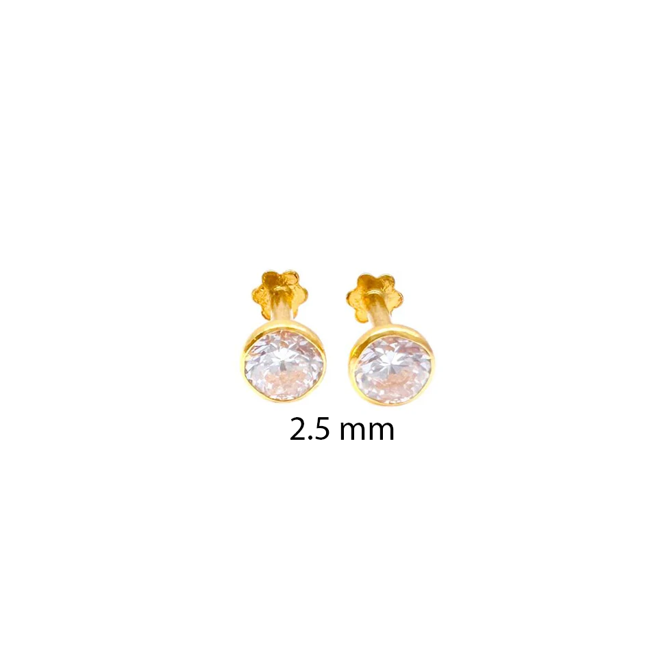 22ct Yellow Gold Round Bezel Children's Stud Earrings 2.5-4.5mm