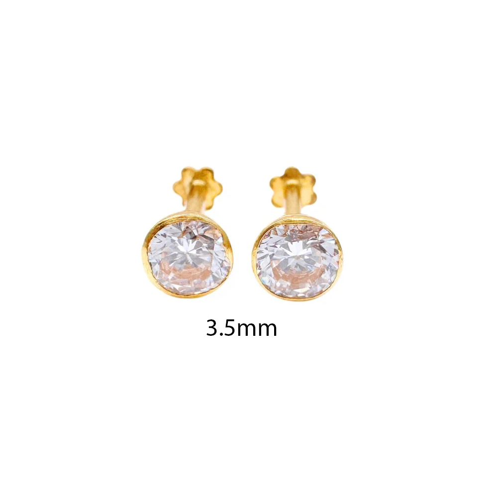 22ct Yellow Gold Round Bezel Children's Stud Earrings 2.5-4.5mm