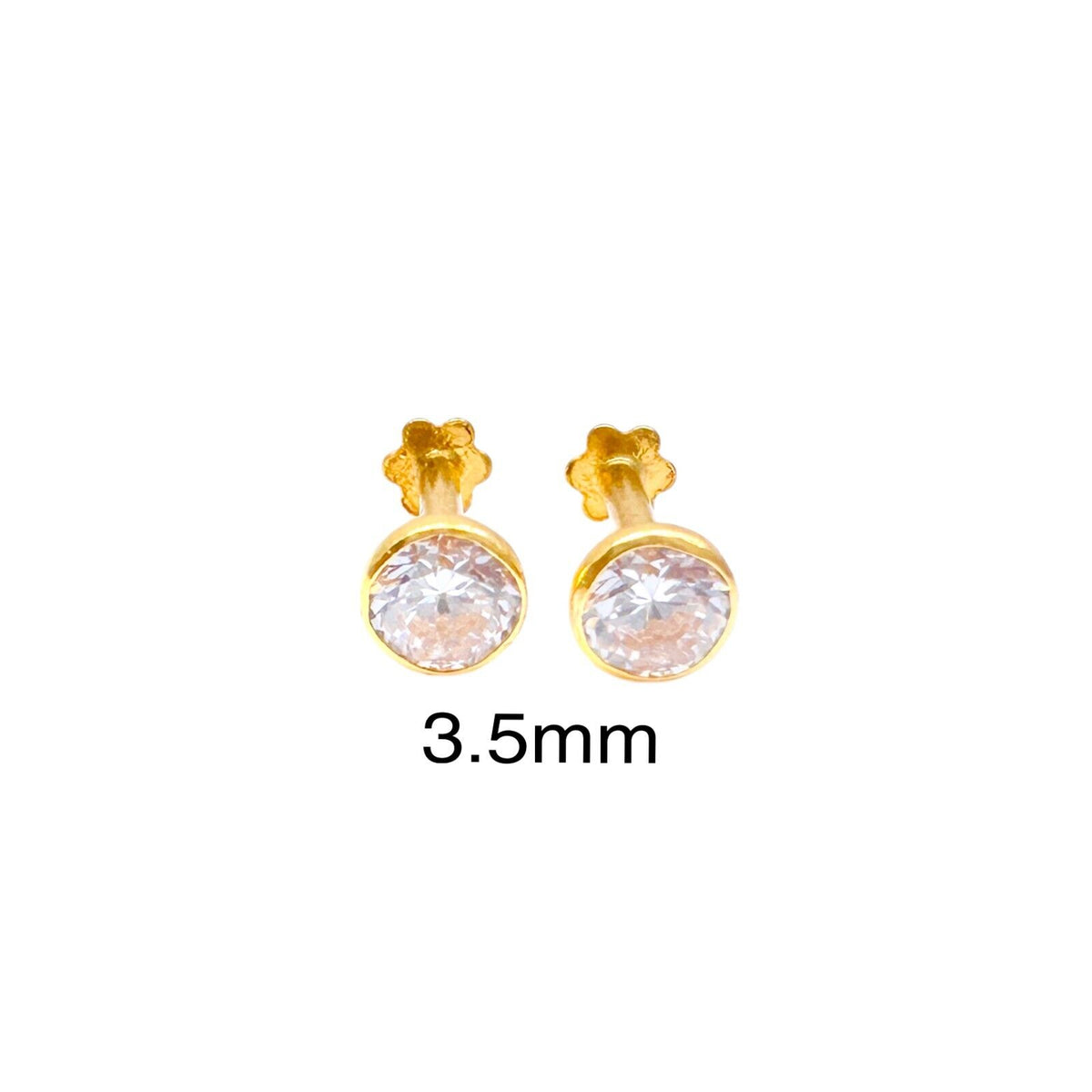 22ct Yellow Gold Round Bezel Children's Stud Earrings 2.5-4.5mm
