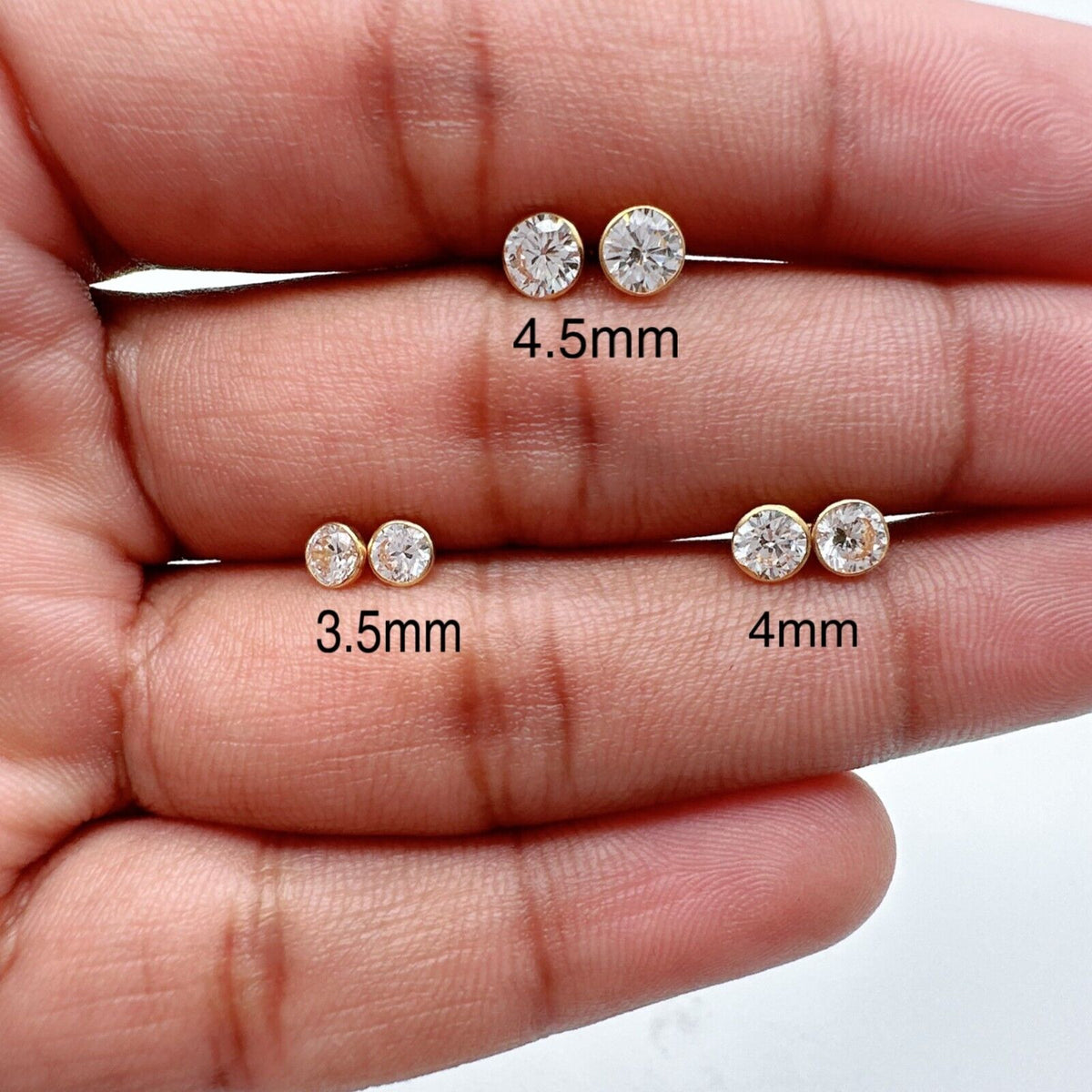 22ct Yellow Gold Round Bezel Children's Stud Earrings 2.5-4.5mm