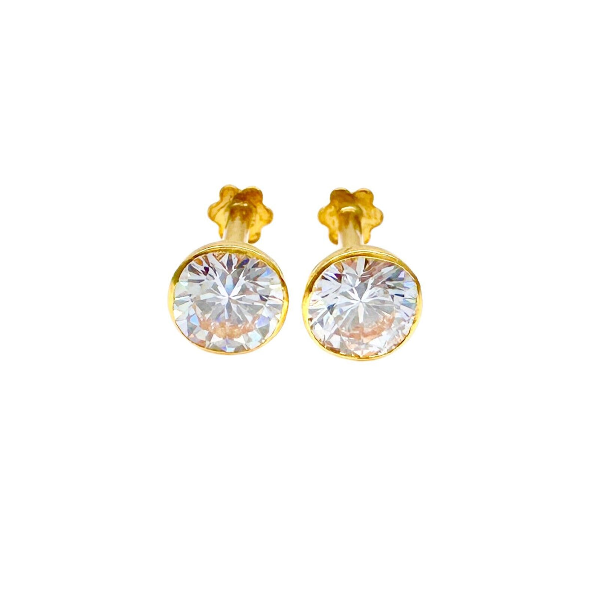 22ct Yellow Gold Round Bezel Children's Stud Earrings 2.5-4.5mm