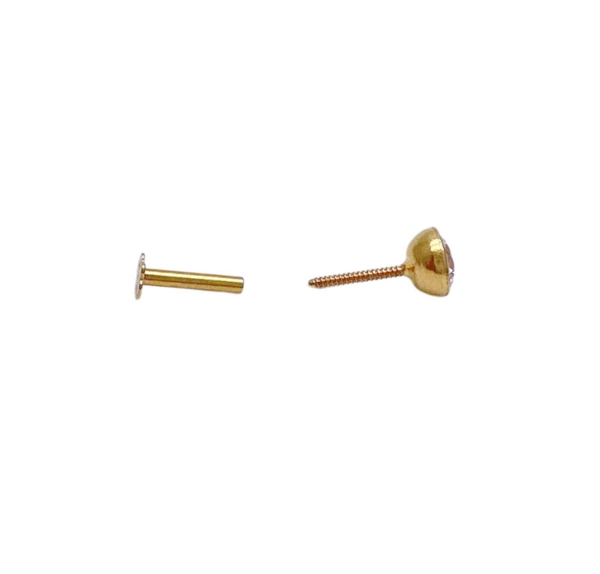 22ct Yellow Gold & Cubic Zirconia Nose Studs/Nose Pin Screw Back (3.5MM-4.5MM)