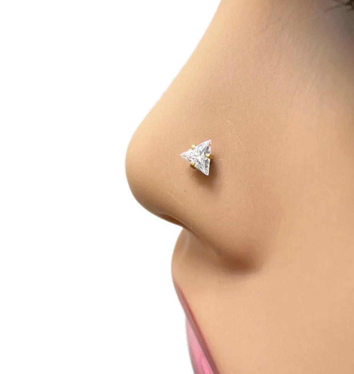 22ct Yellow Gold & Cubic Zirconia Nose Studs/Nose Pin (2.5MM/3.5MM/4.0MM/4.5MM)