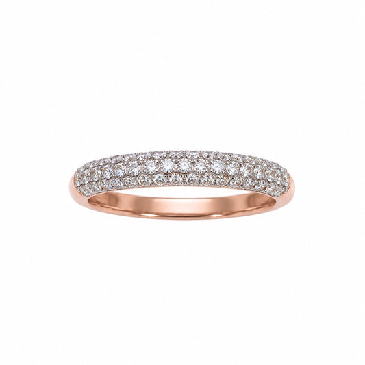 18ct Rose Gold Natural Diamond Dome Pave Ring 3 Row 0.34ct