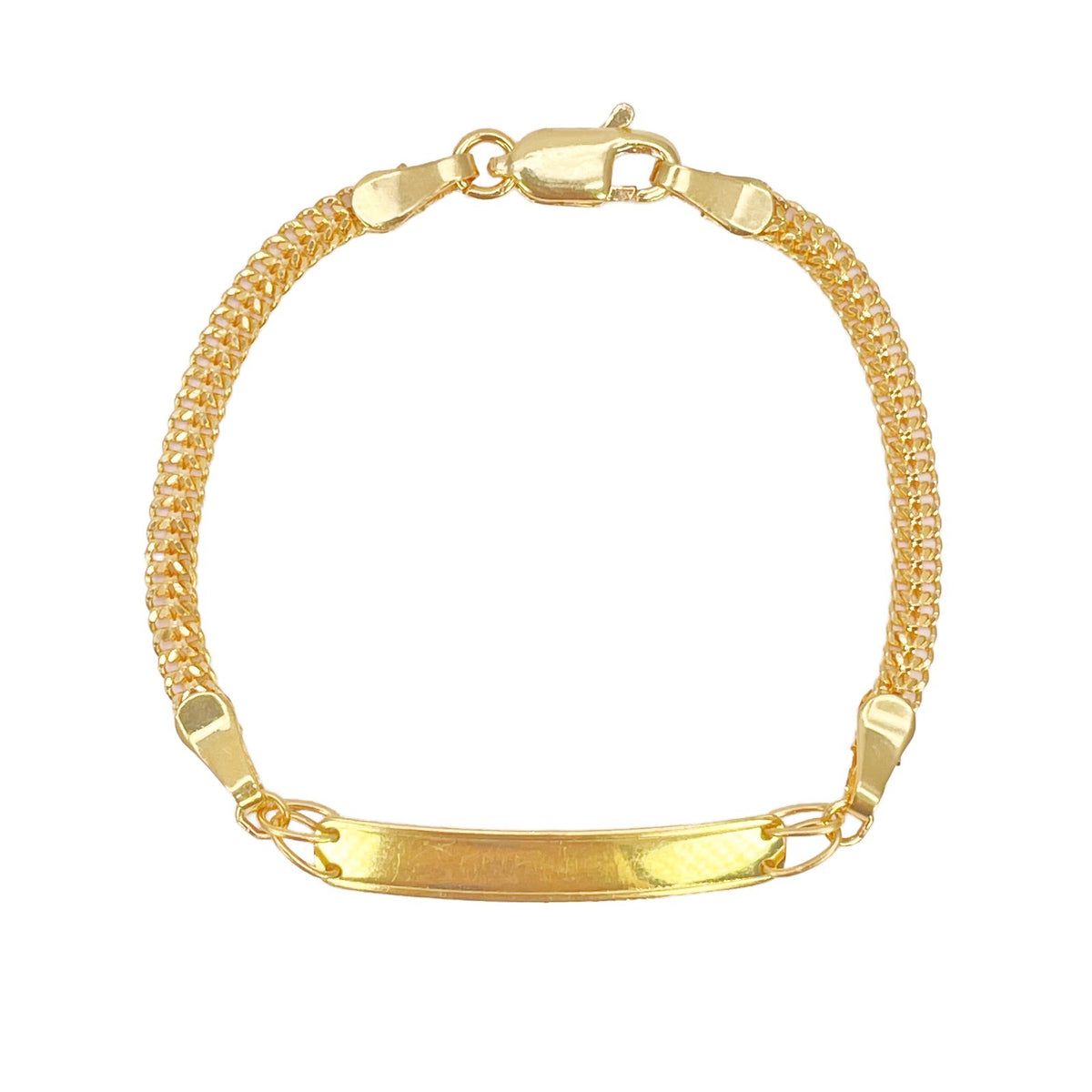 22ct Yellow Gold Kids' Engravable Bar Curb Chain Bracelet - 5 Inch