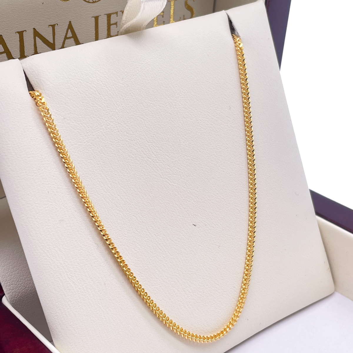 22ct Yellow Gold Solid Foxtail Chain Necklace 18'' inches 1.6mm Width