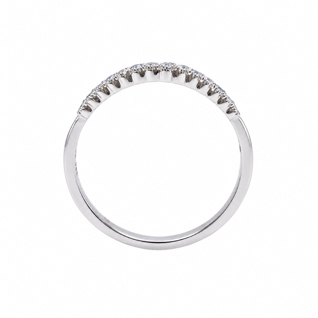 18ct White Gold Sapphire & Diamond Stackable Milgrain Ring 0.09ct
