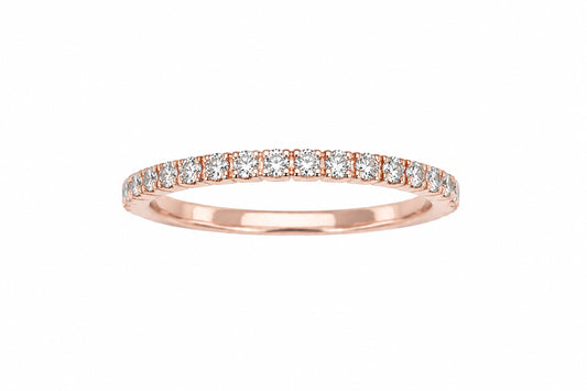 18ct Rose Gold Natural Diamond Half Eternity Ring Claw Set 0.26ct