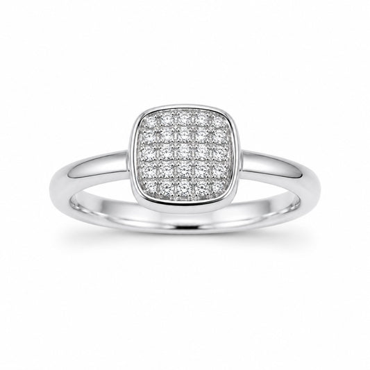 18ct White Gold Natural Diamond Square Cluster Ring 0.15ct