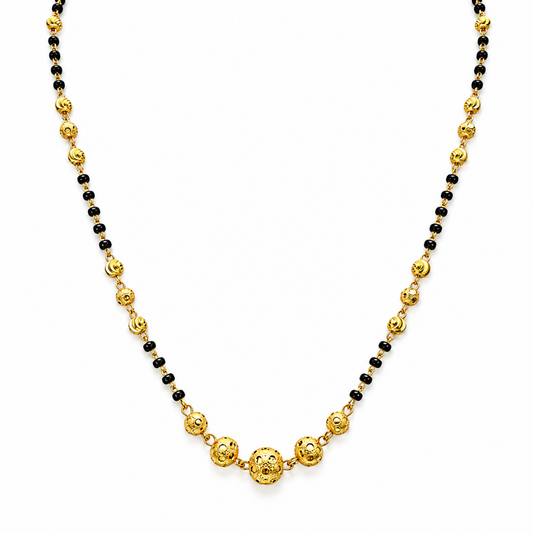 22ct Yellow Gold Diamond Cut Beaded Mangalsutra Necklace 18.5''inches