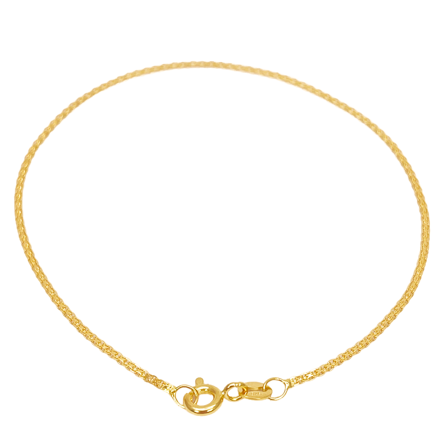 22ct Yellow Gold Flat High Polished Thin Minimalist Bracelet 7'' inch 1.5mm