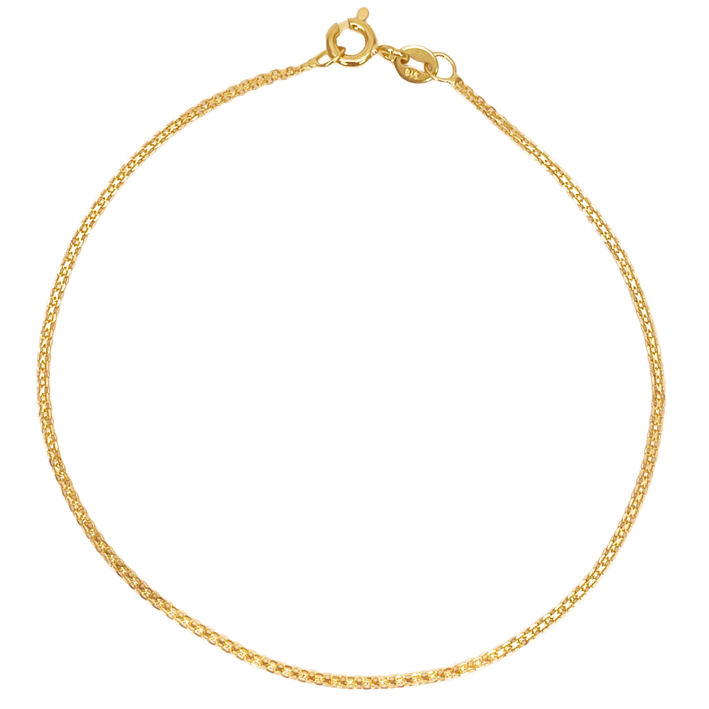 22ct Yellow Gold Flat High Polished Thin Minimalist Bracelet 7'' inch 1.5mm