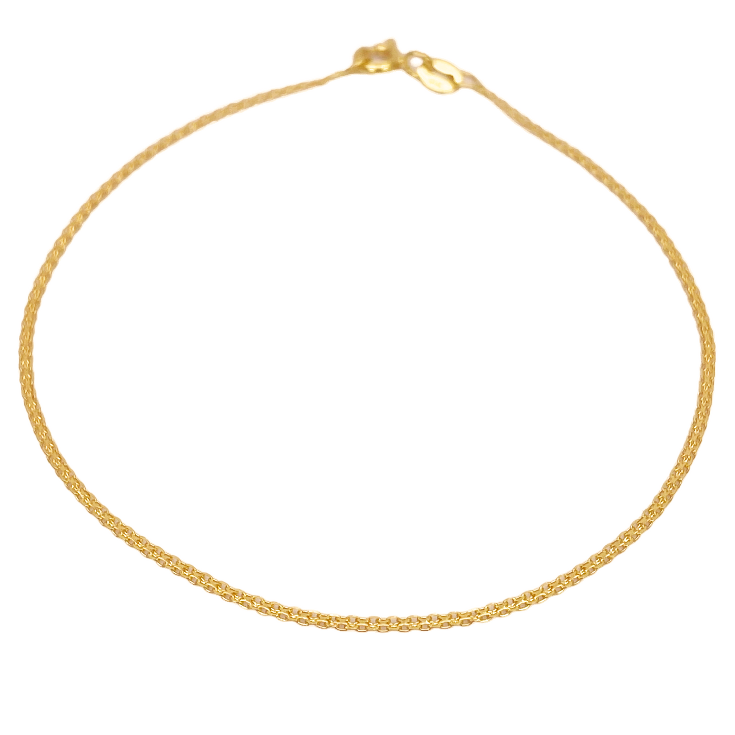 22ct Yellow Gold Flat High Polished Thin Minimalist Bracelet 7'' inch 1.5mm