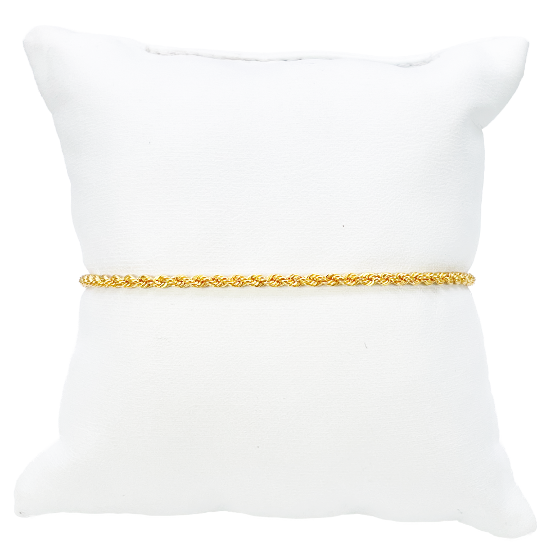22ct Gold Rope Chain Bracelet Lightweight 7 Inches 2.2 mm