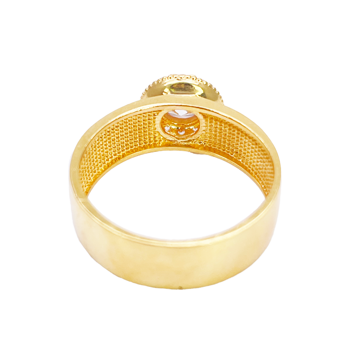 22ct Gold Cubic Zirconia Halo Ring High Polished 8.6mm Width