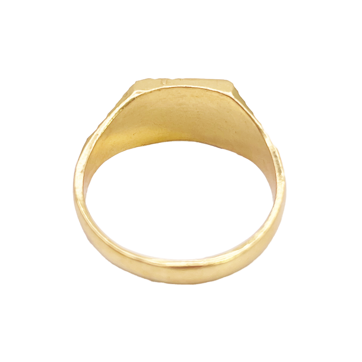 22ct Gold Square Signet Textured & High Polished Diamond Cut Ring 8.4mm Width