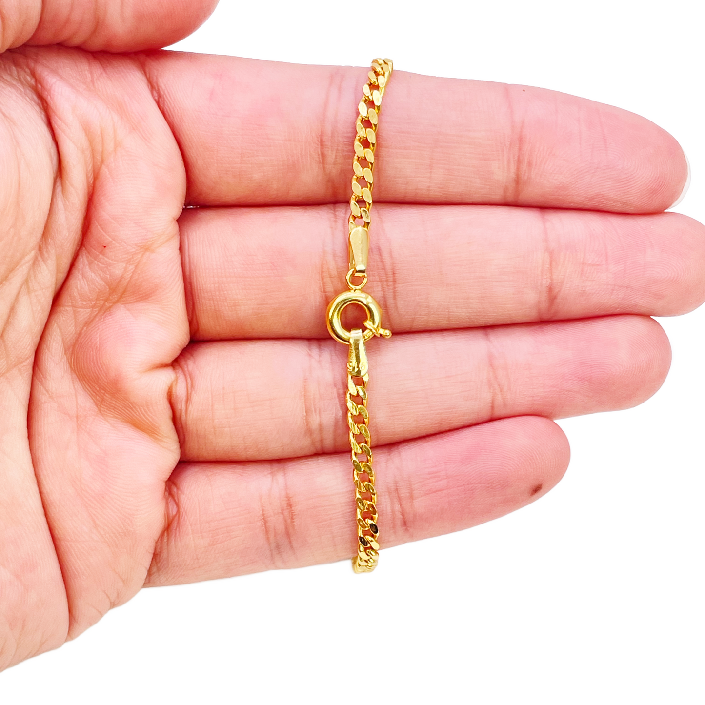 22ct Gold Curb Link Bracelet High Polished Plain 6.8 Inches