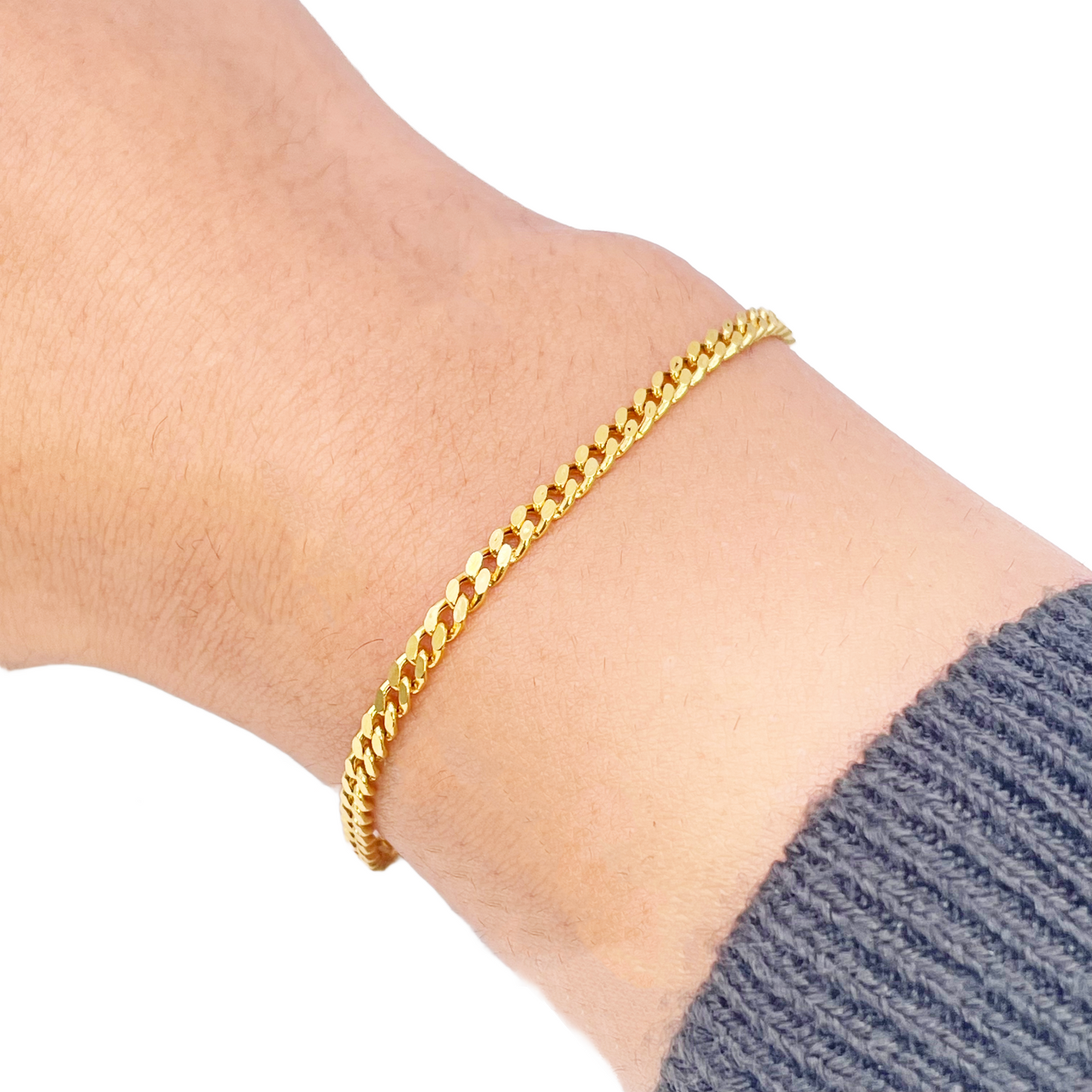 22ct Gold Curb Link Bracelet High Polished Plain 6.8 Inches