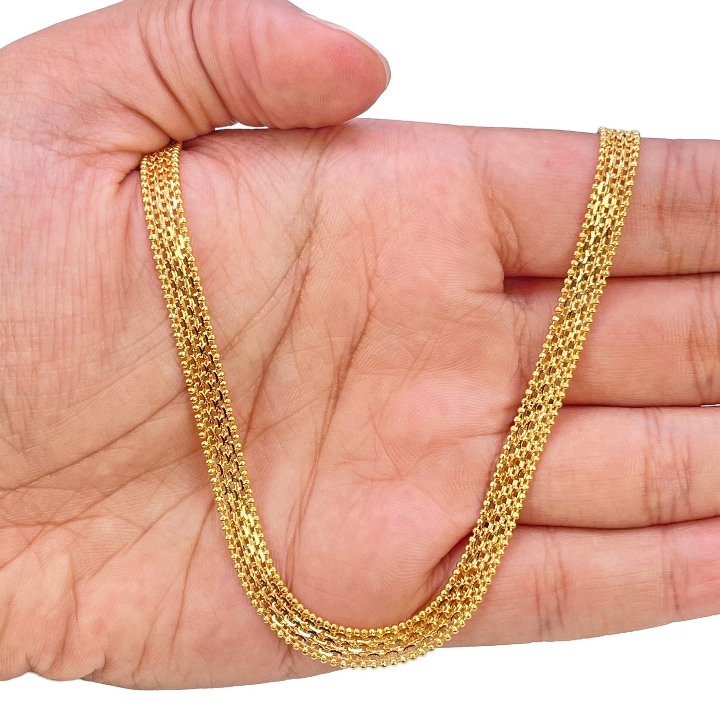 22ct Yellow Gold Flat Link Chain Necklace 18 Inches 5.2mm Width