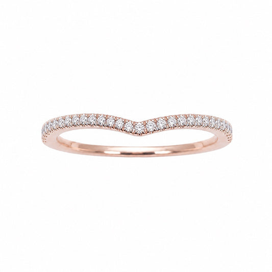 14ct Rose Gold Natural Diamond Wishbone Ring Pave 0.14ct