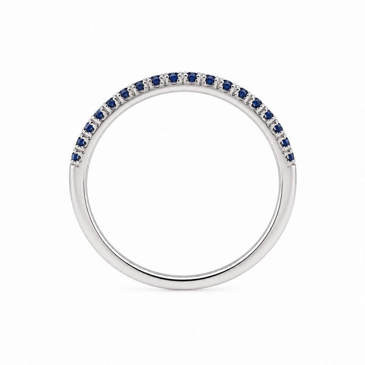 14ct White Gold Natural Sapphire Wishbone Ring Pave 0.17ct