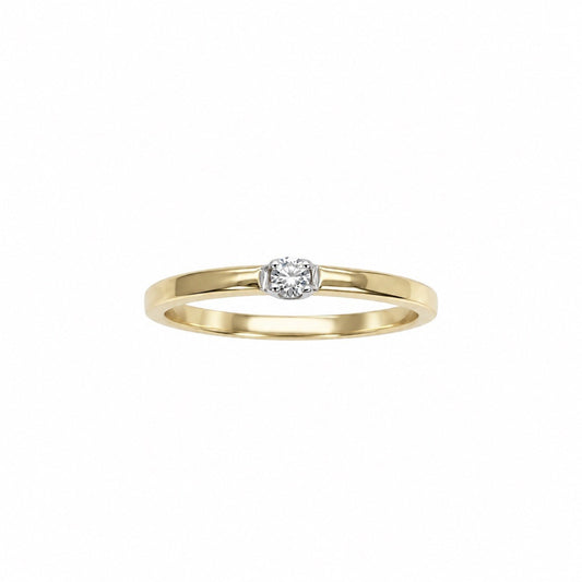 14ct Yellow Gold Diamond Solitaire Ring Tension Style Band 0.05ct