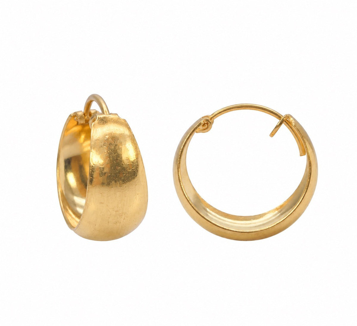22ct Yellow Gold Dome Hoop Huggie Earrings 11.5mm Diameter