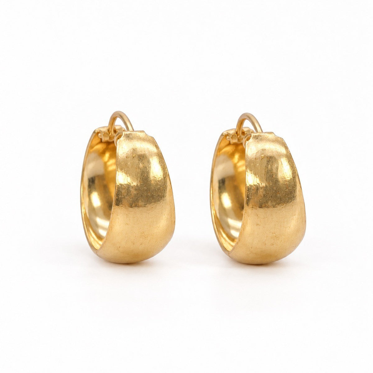 22ct Yellow Gold Dome Hoop Huggie Earrings 11.5mm Diameter