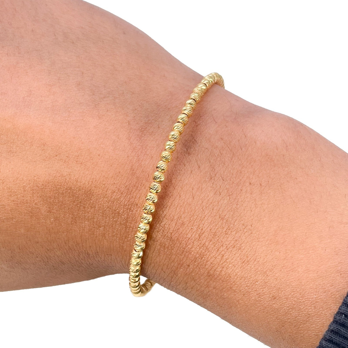 22ct Yellow Gold Bead Bracelet Diamond Cut Textured Gold Ball
