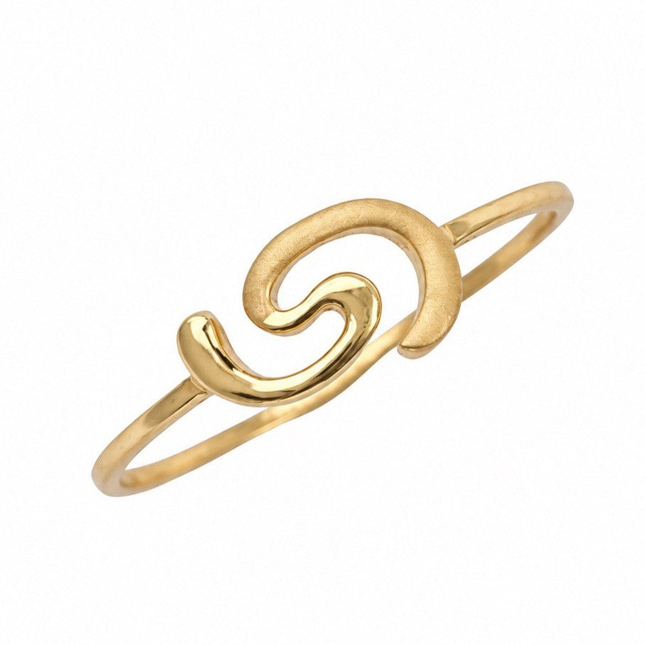22ct Yellow Gold Double Swirl Ring High Polished Wave Design