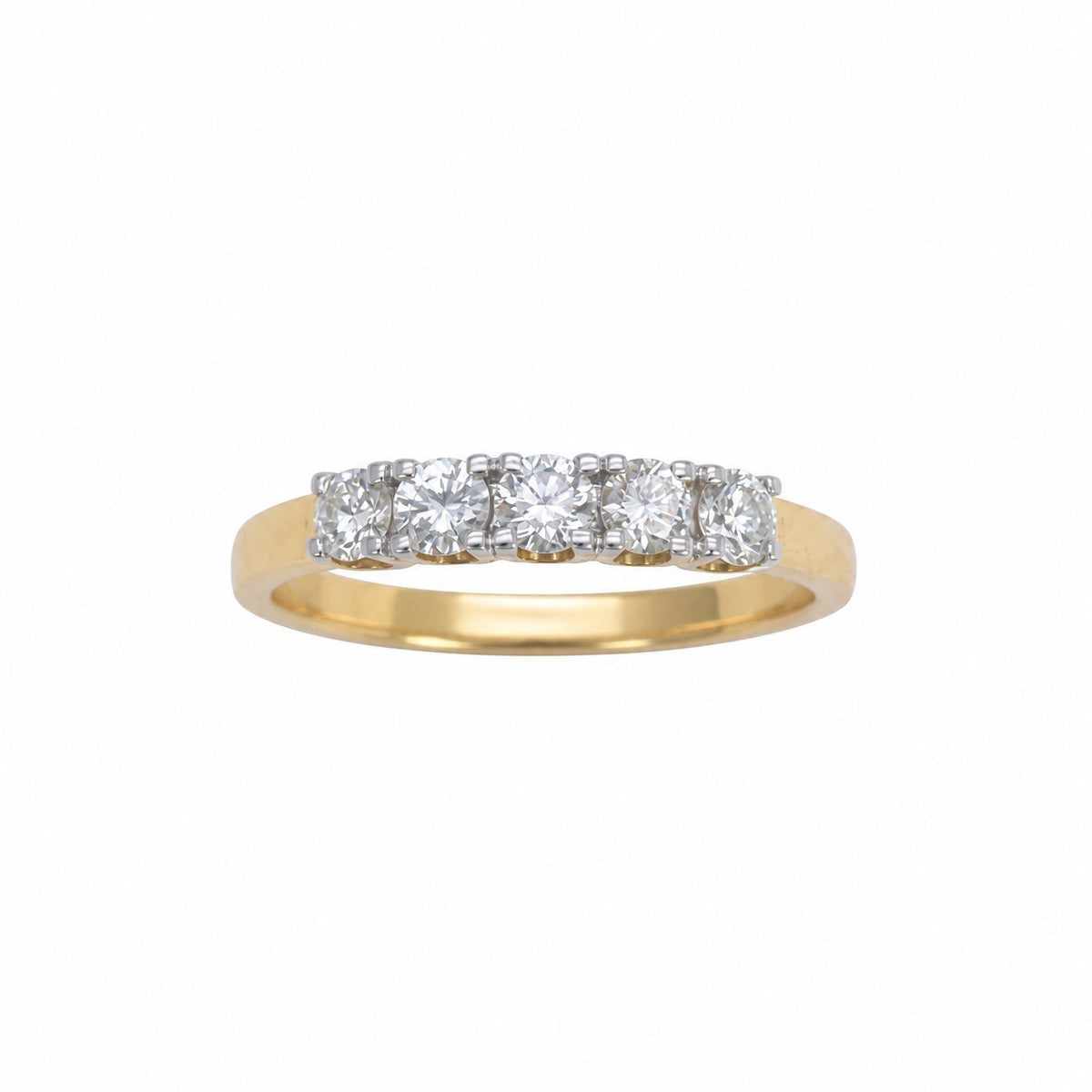 18ct Yellow Gold Natural Diamond Five Stone Ring Claw Set 0.50ct