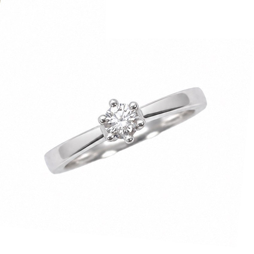 14ct White Gold Natural Diamond Solitaire Ring Six Claw Engagement Ring 0.20ct