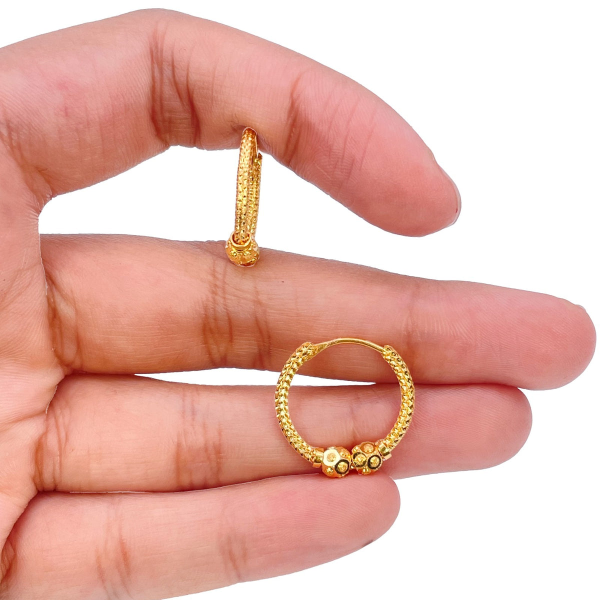 22ct yellow gold 13.5mm sparkle hoops, 1.6mm band, alternate view