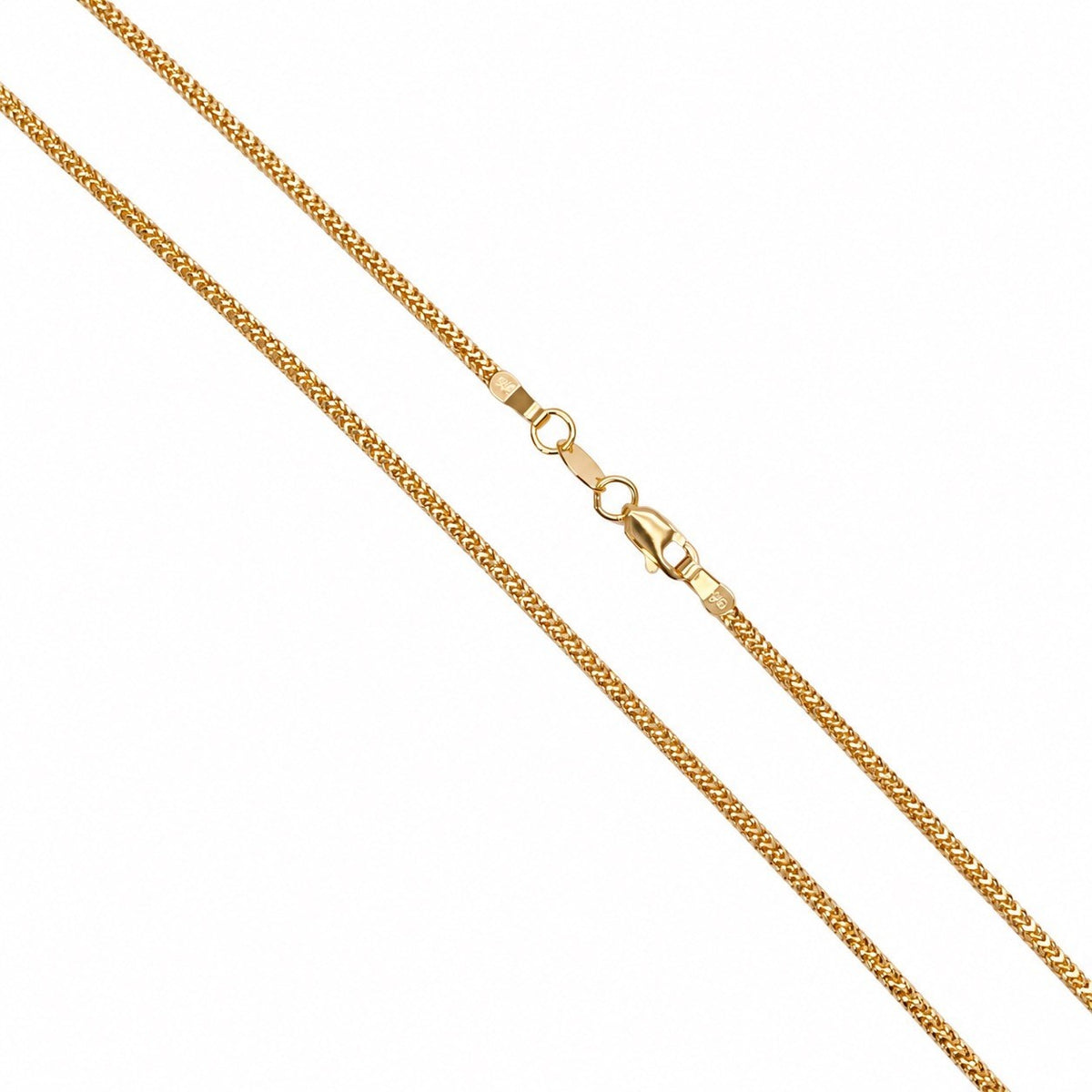22ct Yellow Gold Diamond Cut Flat Franco Chain Tight Weave 2mm 18 Inches