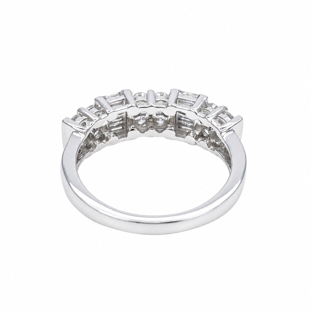 18ct Round & Baguette Natural Diamond Half Eternity Band 0.60ct