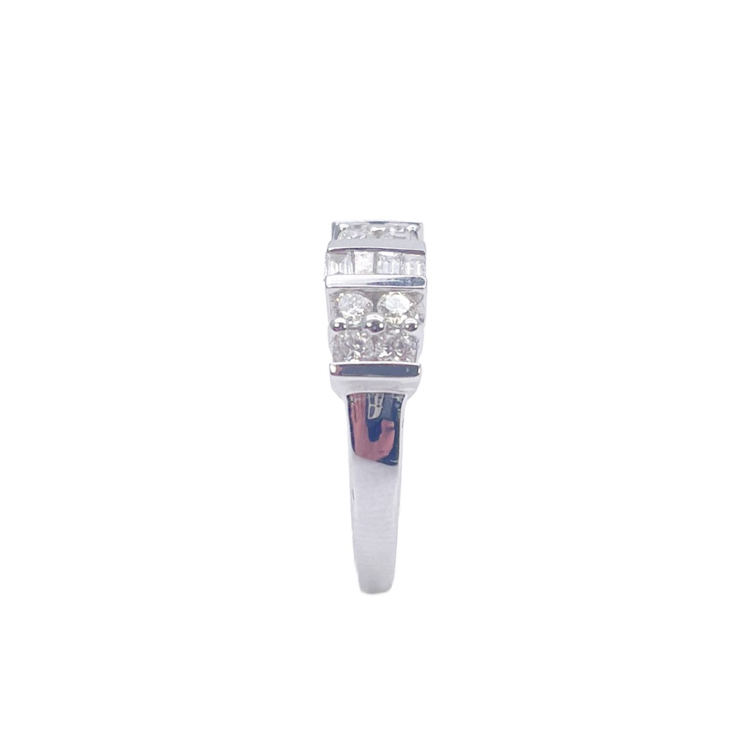18ct Round & Baguette Natural Diamond Half Eternity Band 0.60ct