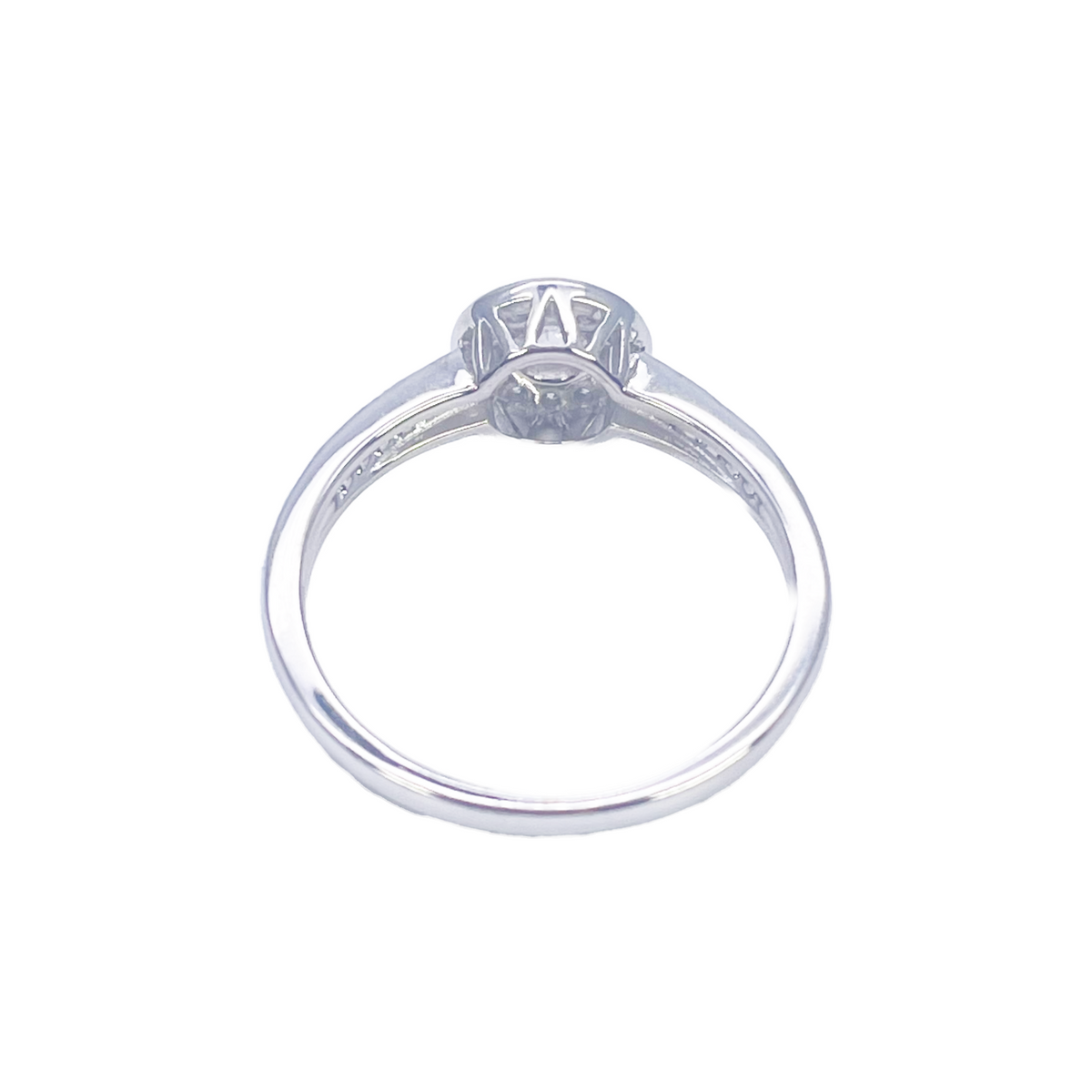 18ct White Gold & Round Natural Diamond Pavi Halo Ring 0.30ct