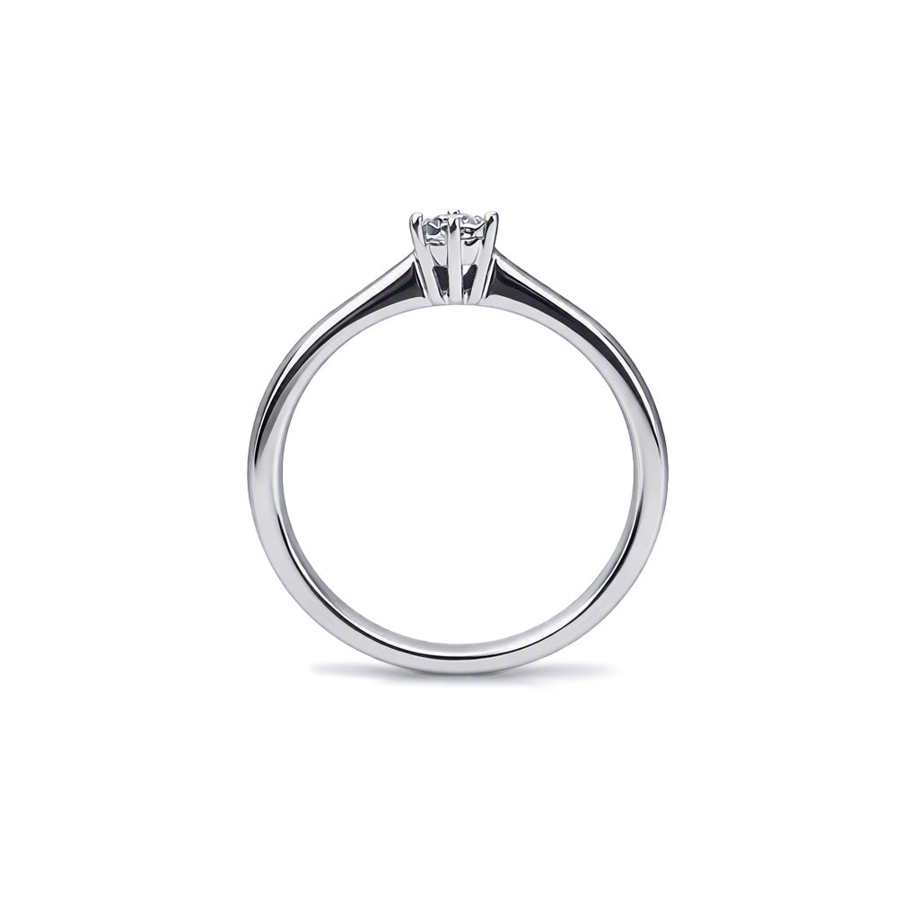 14ct White Gold 0.05ct Natural Diamond Six Claw Illusion Solitaire Ring