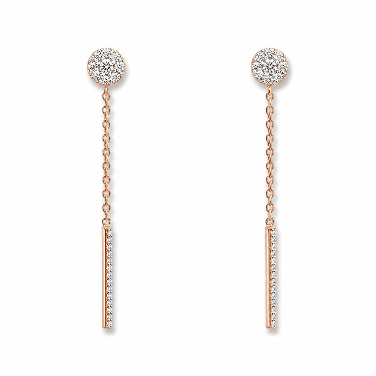 18ct Rose Gold Cluster Diamond Drop Earrings 0.70 Carat