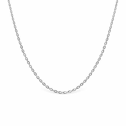 Platinum Cable Trace Link Chain Necklace 16 Inches 0.9mm Width